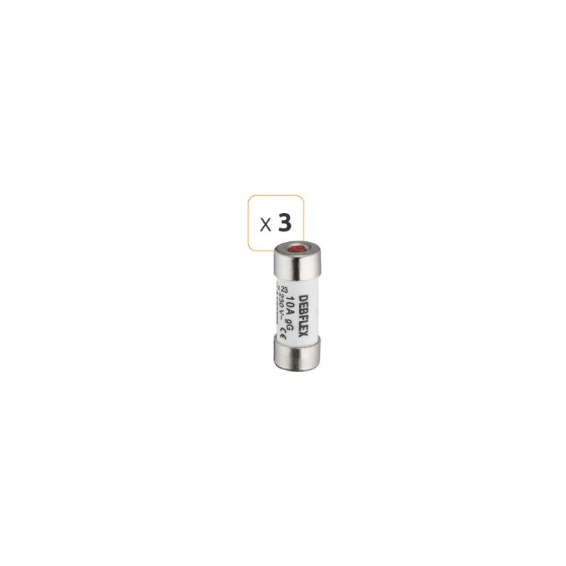 Fusible céramique avec voyant 10A 230 V - Debflex 715286 - 3 pièces Fusible céramique avec voyant 10A 230 V - Debflex 715286 - 3 pièces