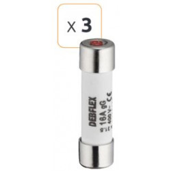 Fusible céramique avec voyant 16A 400 V - Debflex 715316 - 3 pièces