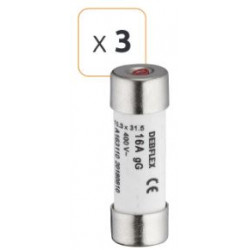 Fusible céramique avec voyant 16A 400 V - Debflex 715326 - 3 pièces