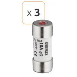 Fusible céramique avec voyant 16A 230 V - Debflex 715396 - 3 pièces