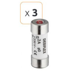 Fusible céramique avec voyant 2A 230 V - Debflex 715646 - 3 pièces