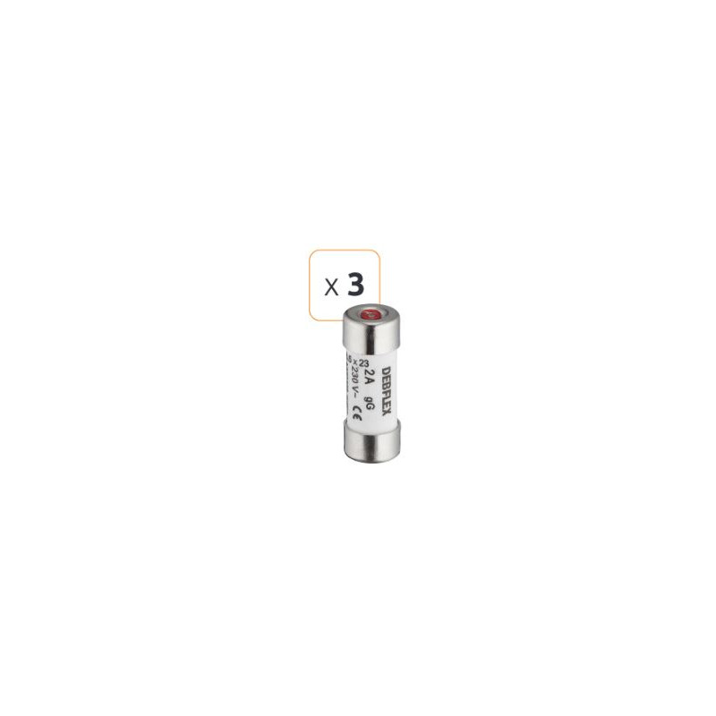 Fusible céramique avec voyant 2A 230 V - Debflex 715646 - 3 pièces Fusible céramique avec voyant 2A 230 V - Debflex 715646 - 3 pièces
