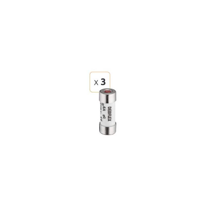 Fusible céramique avec voyant 6A 230 V - Debflex 715656 - 3 pièces Fusible céramique avec voyant 6A 230 V - Debflex 715656 - 3 pièces