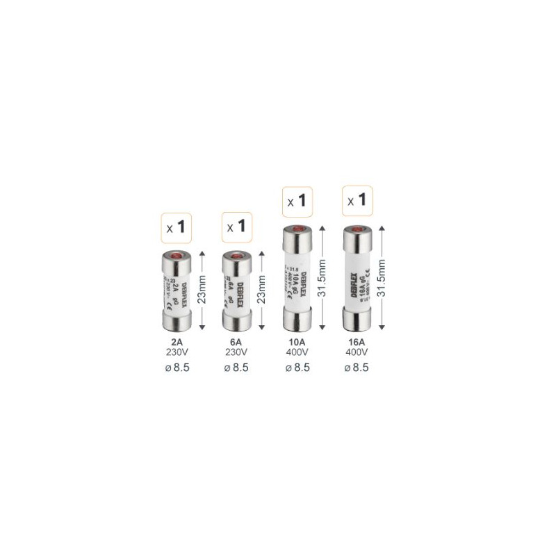 Fusible céramique avec voyant 230 à 400 V - Debflex 715015 - 4 pièces Fusible céramique avec voyant 230 à 400 V - Debflex 715015 - 4 pièces