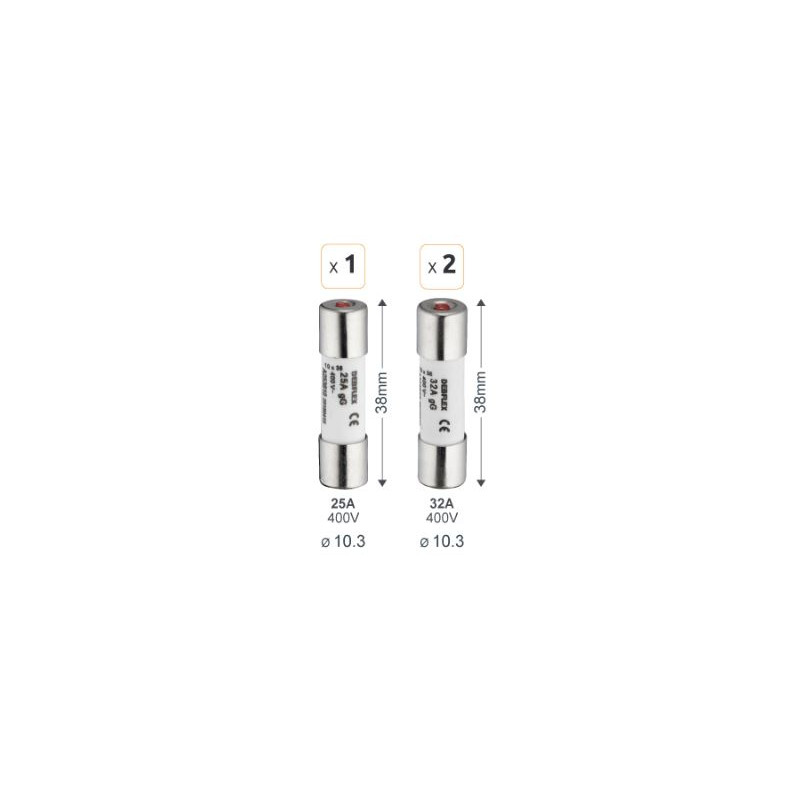 Fusible céramique avec voyant 400 V - Debflex 715017 - 3 pièces Fusible céramique avec voyant 400 V - Debflex 715017 - 3 pièces