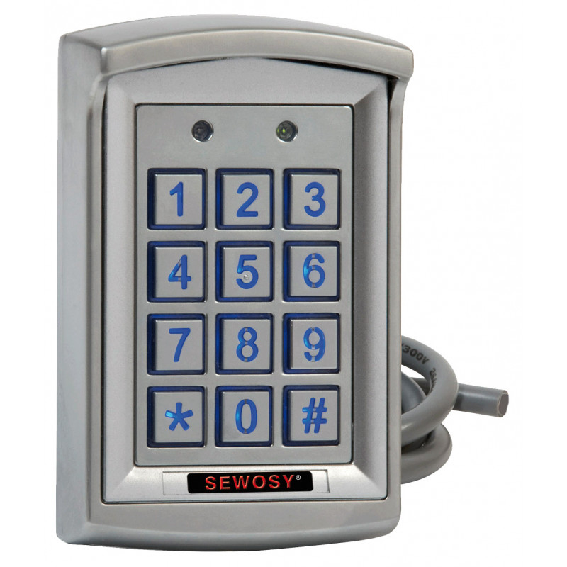 Clavier à code autonome Sewosy K1000 2 relais 12-24 V AC/DC