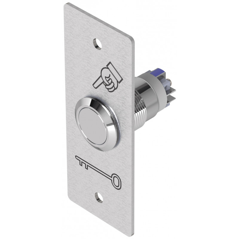 Bouton poussoir inox Sewosy PB19NO+NC_ST_SI plaque étroite bornier vis
