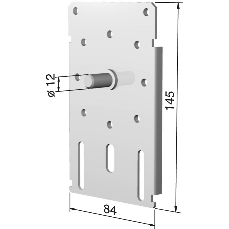 Support plaque cote oppose 145 x 84 avec pion de 12 mm Support plaque cote oppose 145 x 84 avec pion de 12 mm