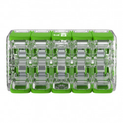 Borne de raccordement verte avec levier 10 fils Wago 221-430 face