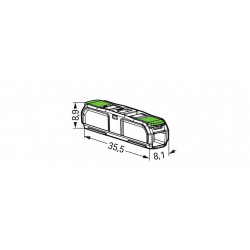 Borne à leviers pour 2 fils tous types 4mm² Wago 221-2431 dimensions