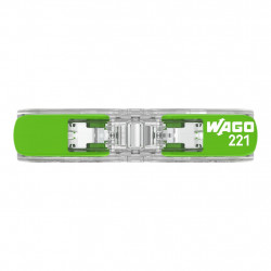 Borne à leviers pour 2 fils tous types 4mm² Wago 221-2431 haut