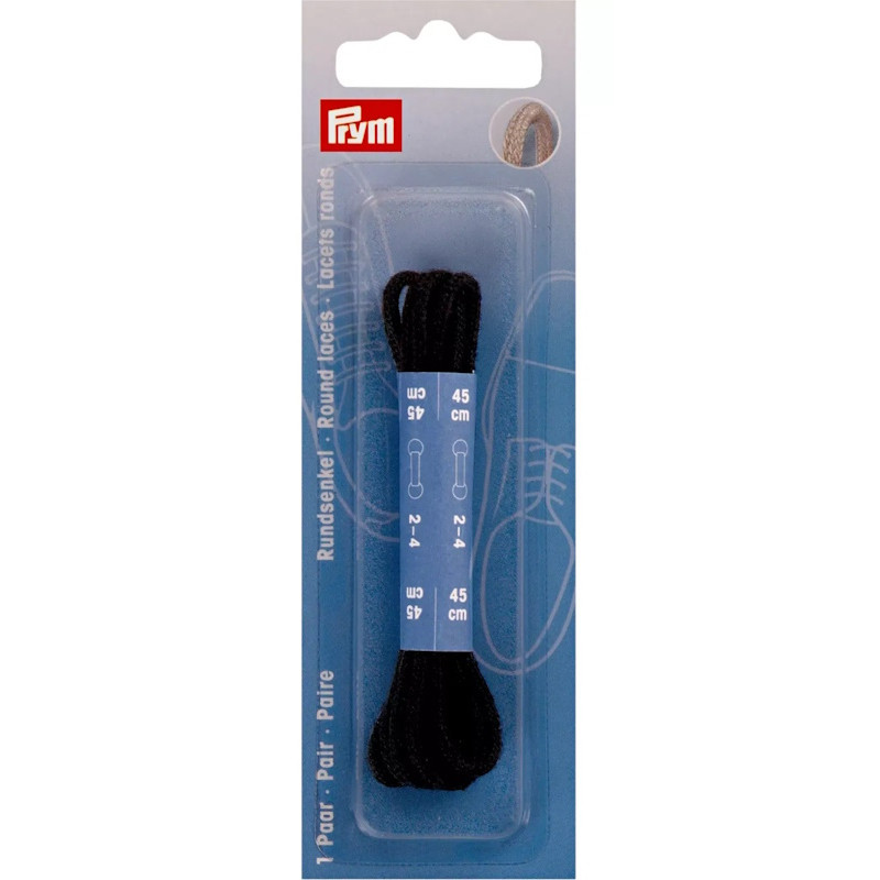 Lacets noirs ronds 3mm X 45cm - Prym 974800