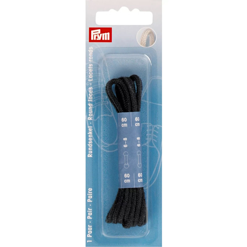 Lacets noirs ronds 3mm X 60cm - Prym 974810