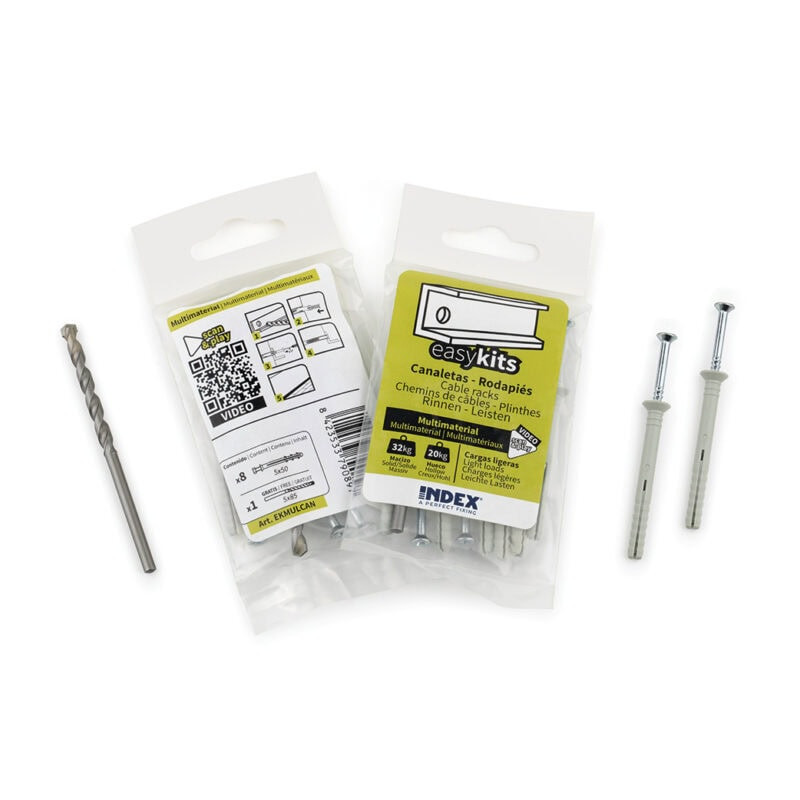 EasyKits Index Plinthes - Chemins de câbles EKMULCAN - Sachet 8 pièces