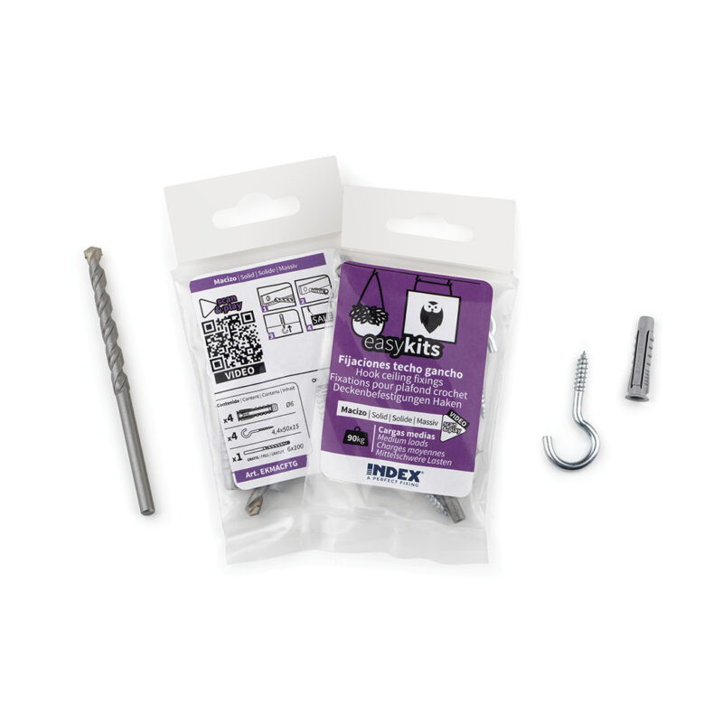 EasyKits Index Crochets pour plafond EKMACFTG - Sachet de 4 pièces