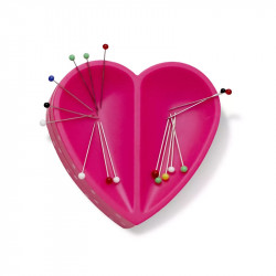 Pelote aimantée cœur Prym Love – Fuchsia à pois blancs