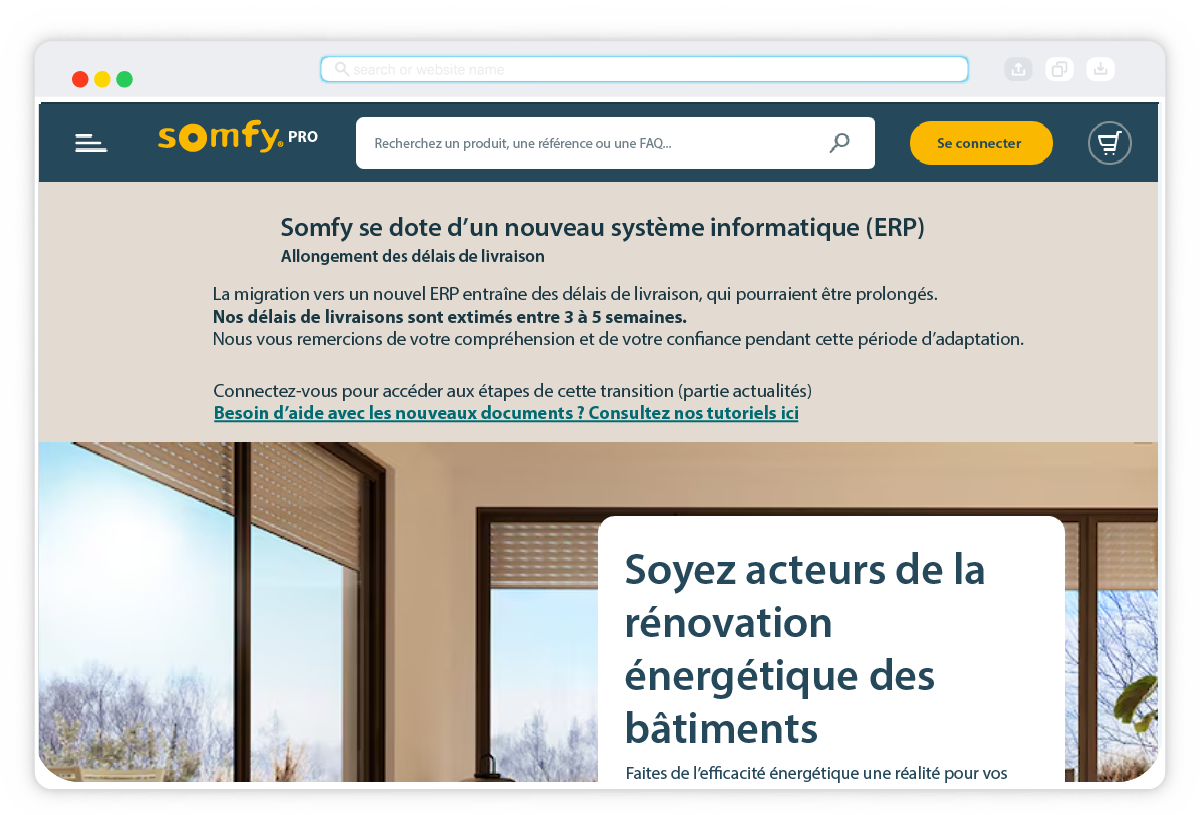 Délais de livraison Somfy - transgers logistique Délais de livraison Somfy