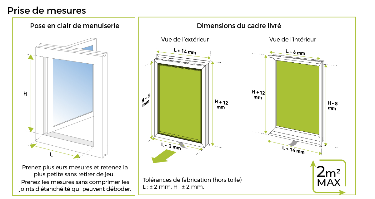 Dimensions moustiquaires Insectiflix Mariton