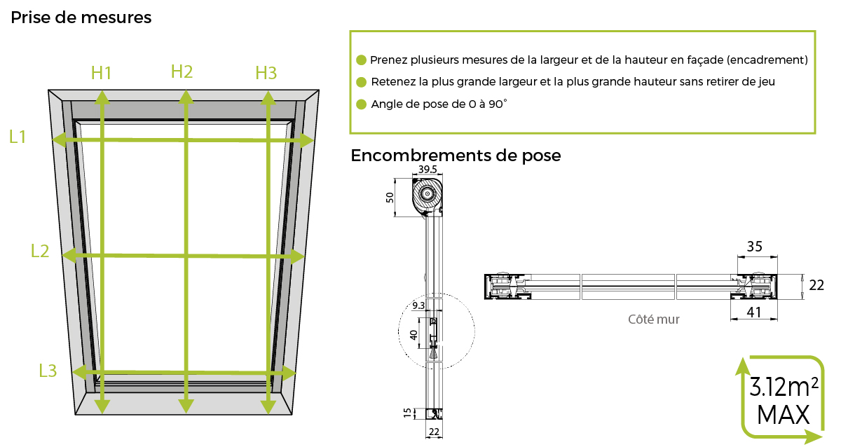 Dimensions moustiquaires fenêtre de toit Mariton