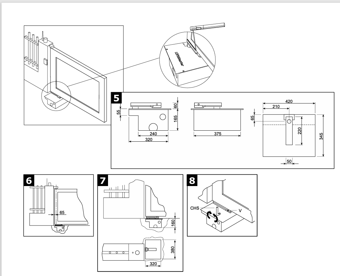 Dimensions Caisson Liftmaster SUB300B-02