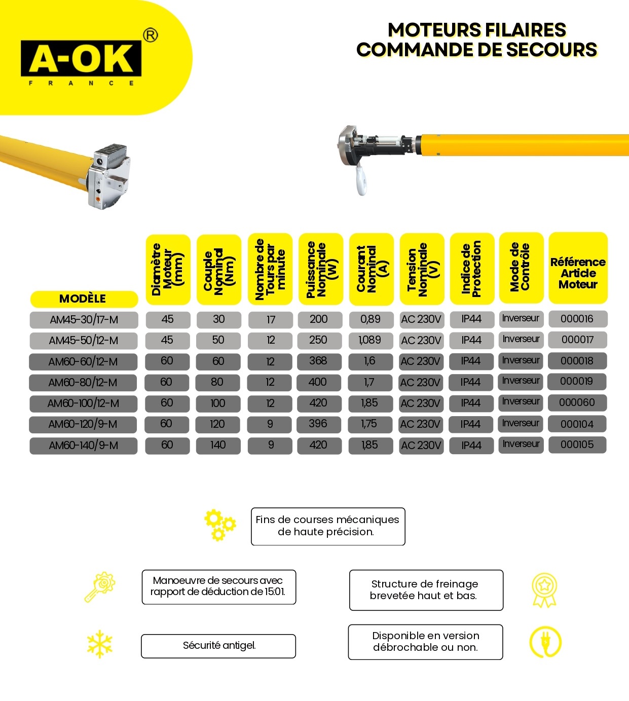 Moteur AOK AM45-M et  AM60-M