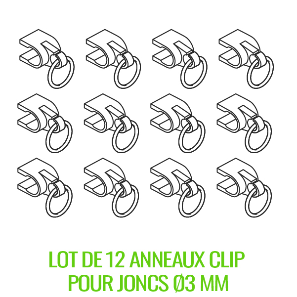 Lot de 12 anneaux à clip pour joncs 3.5 mm