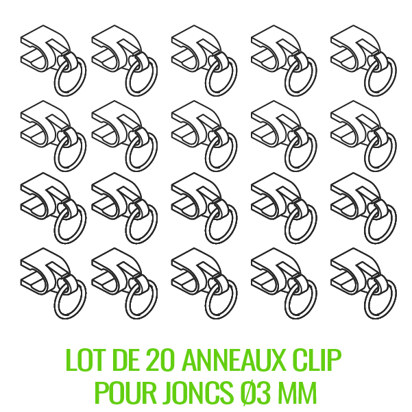 Lot de 20 anneaux à clip pour joncs 3.5 mm