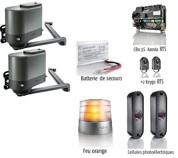 Axovia Multipro 3s rts Motorisation Somfy portail battant pack confort rts
