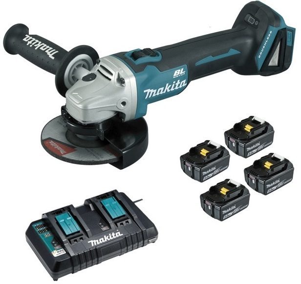 Meuleuse Disqueuse Makita 18v 125 Mm 4 Batteries 5ah Dga504pt4j