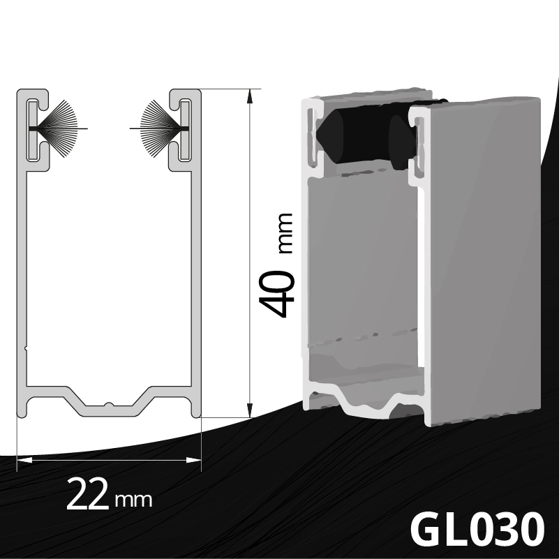 Coulisse volet roulant aluminium 40 x 22 mm GL030